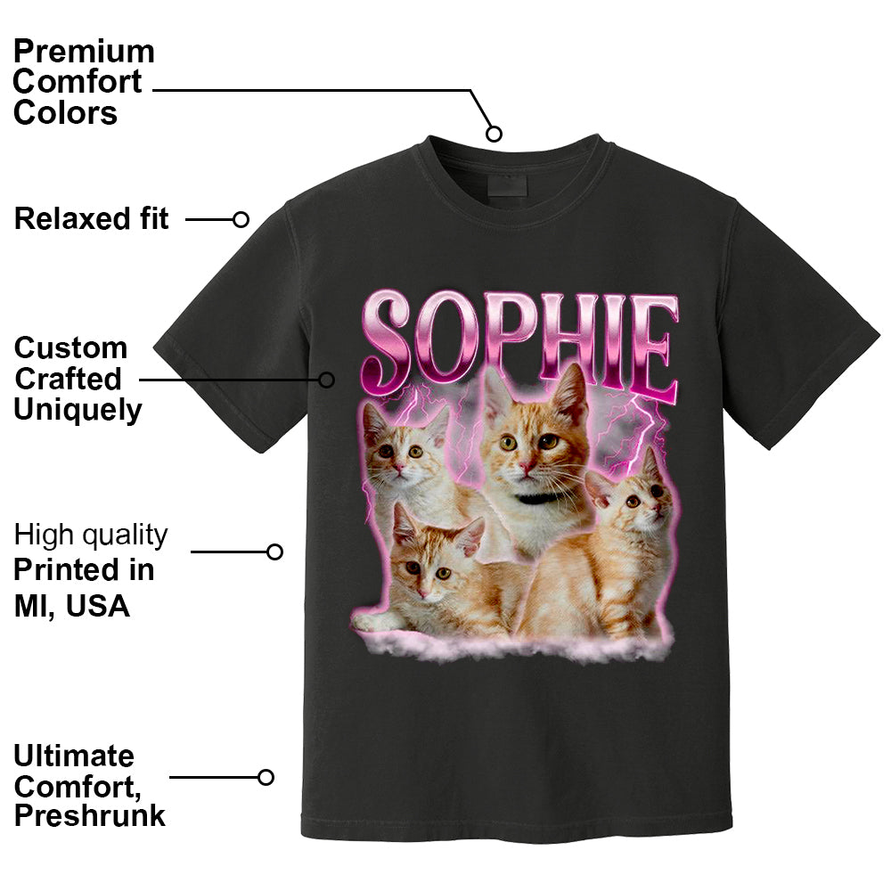Live Preview Custom Your Pets Tee, Retro Vintage Portrait Bootleg Shirt