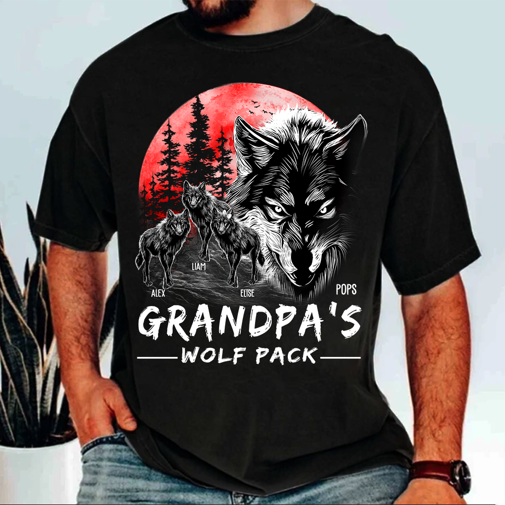 Grandpa Wolf Pack Personalized Shirt - Perfect Father's Day Gift for Dad Pa00