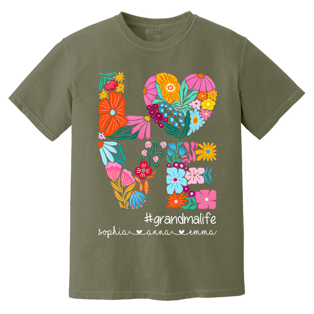 Love Grandmalife - Cute Personalized Floral Shirt For Mother's Day - Custom Kids Names NA04