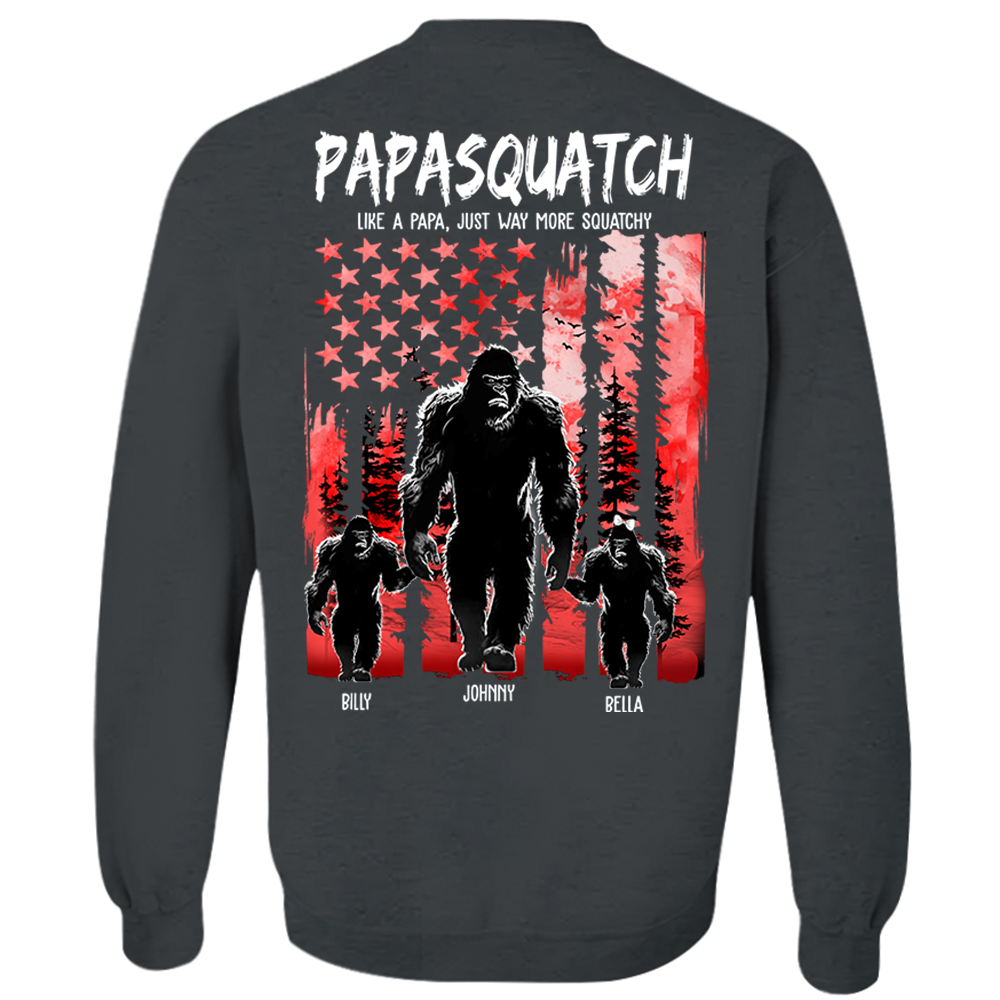 Papasquatch Like A Grandpa Just Way More Squatchy - Personalized Bigfoot Shirt Gift For Dad & Grandpa