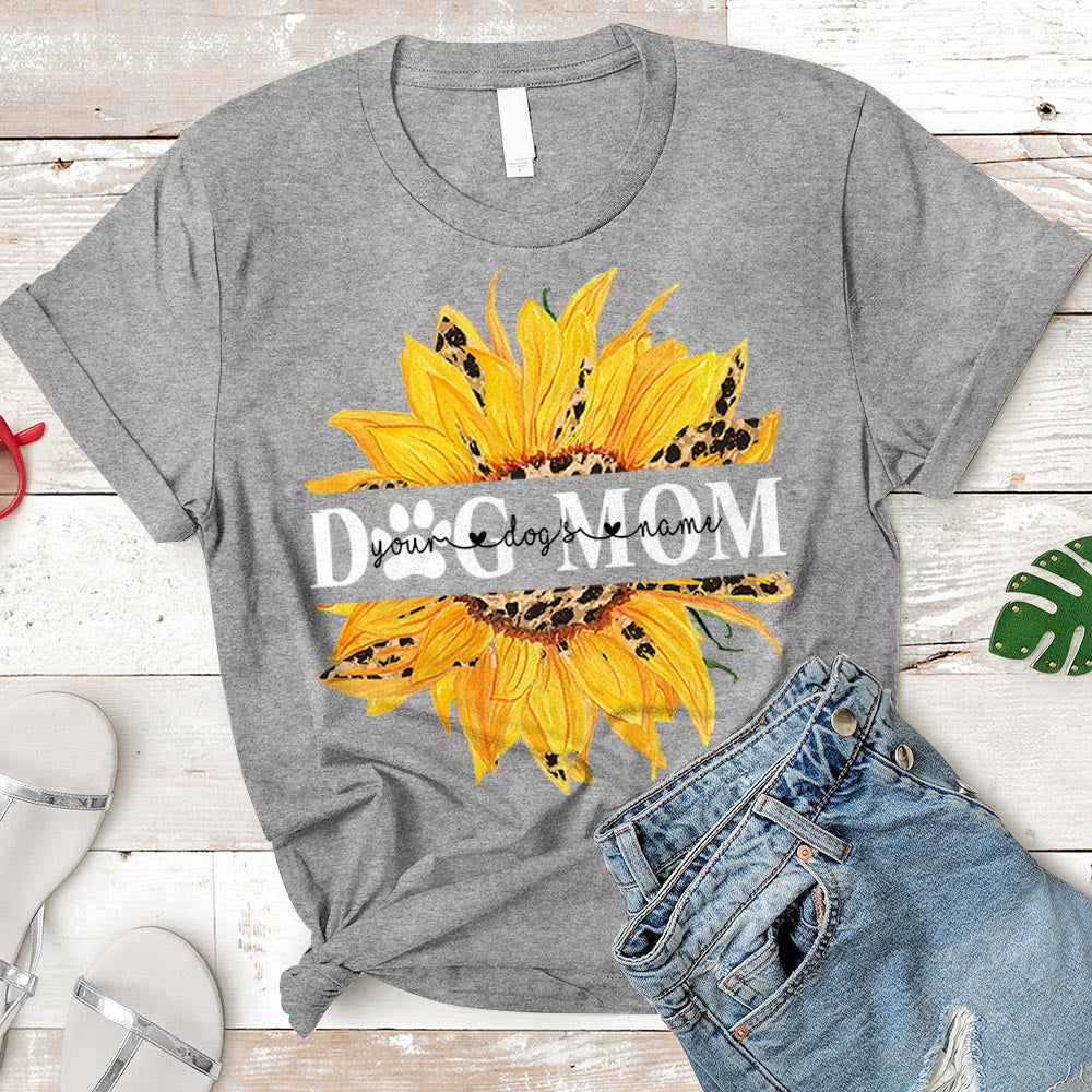 Dog Mom Sunflower T-Shirt Personalized Dog's Names T-Shirt