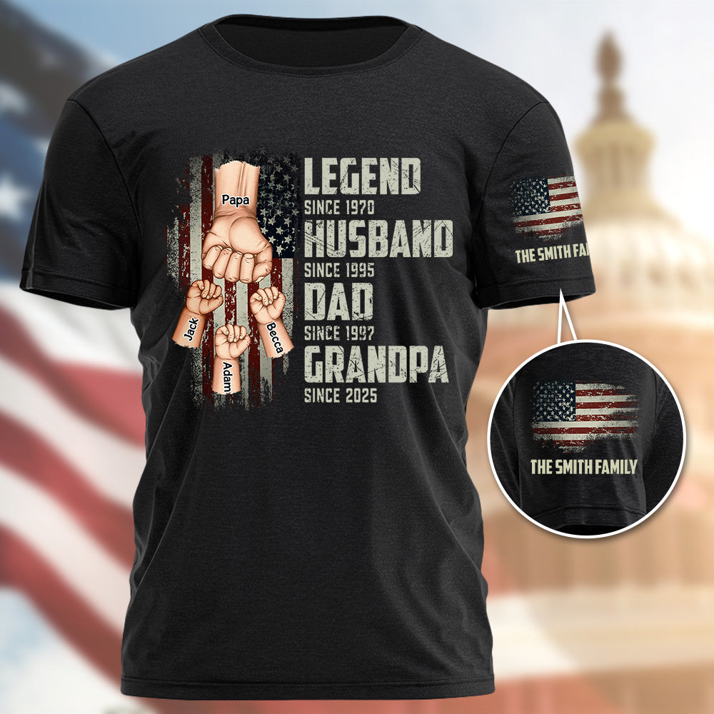 From Legend To Papa - Family Personalized Classic Tee 2 Sleeve Print, Gift For Father's Day, Gift For Dad, Grandpa Tu24