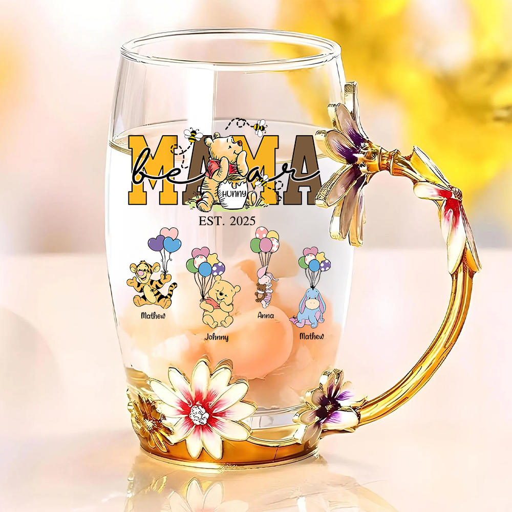 Nana Bear - Personalized Enamel Flower Tea Cup Tu20