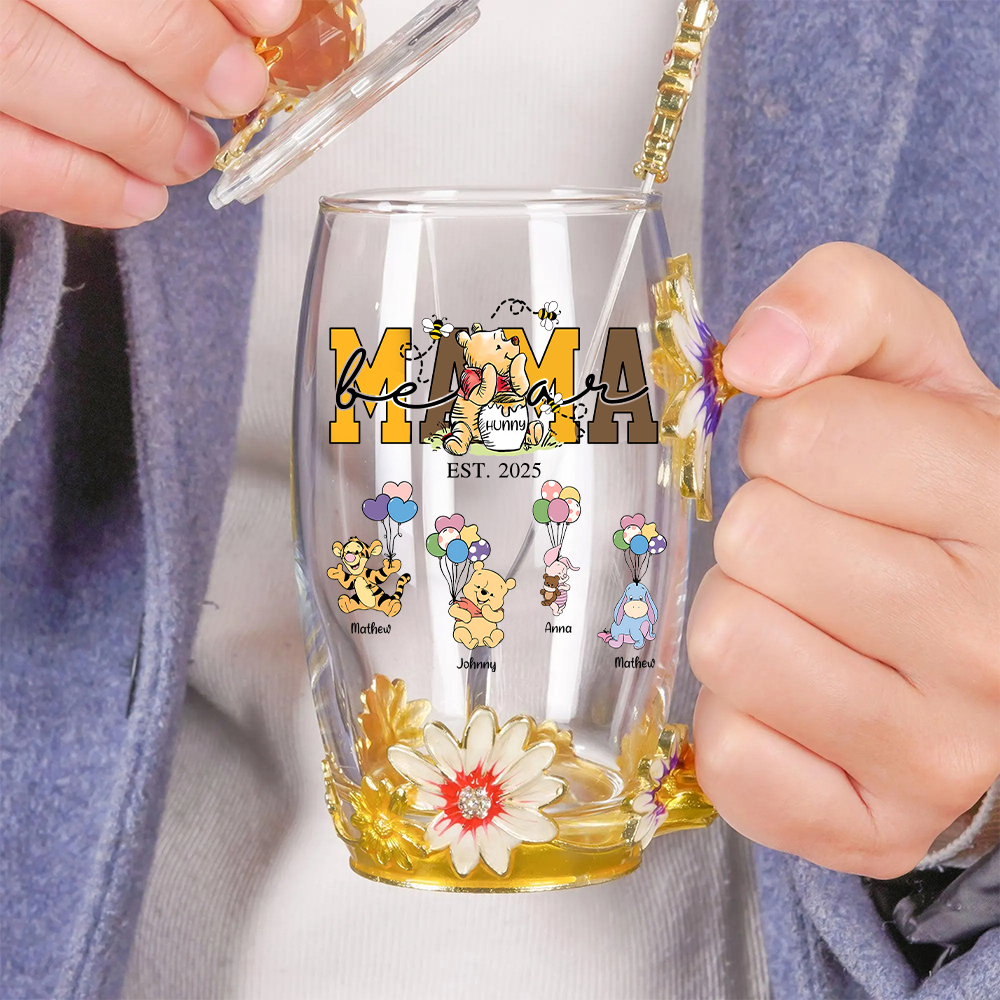 Nana Bear - Personalized Enamel Flower Tea Cup Tu20