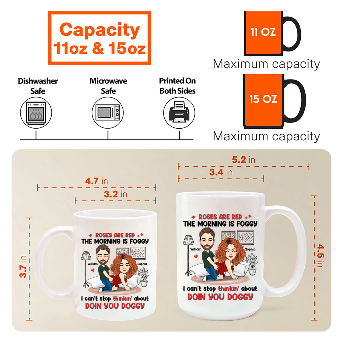 Roses Are Red, The Morning Is Foggy - Couple Personalized Custom Mug - Christmas Gift For Husband Wife, Anniversary Pa00