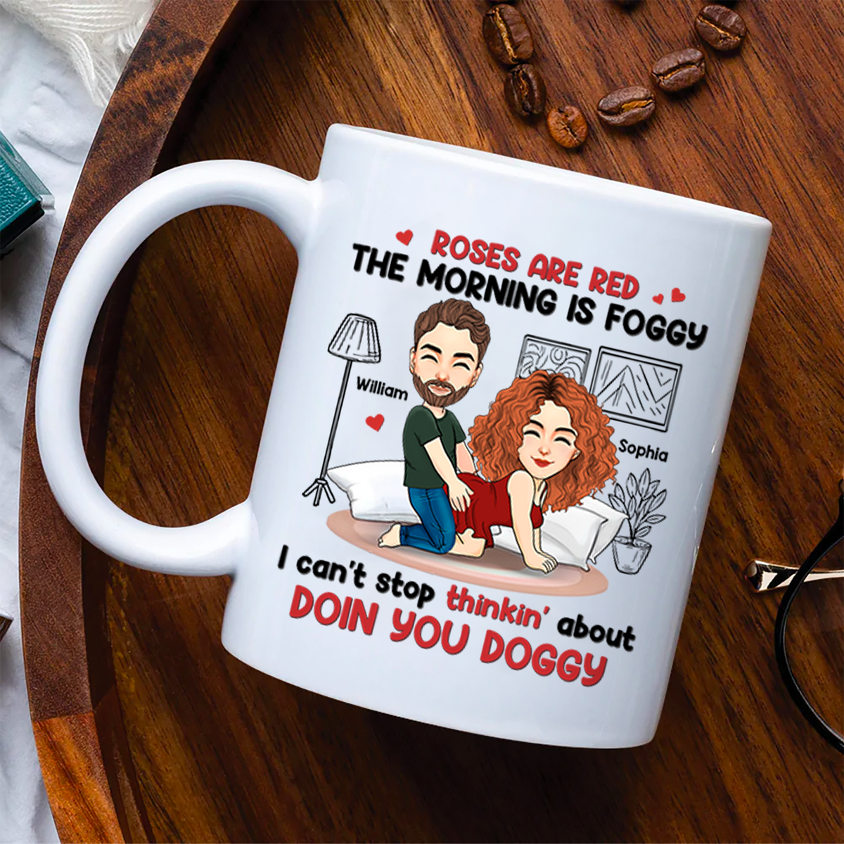 Roses Are Red, The Morning Is Foggy - Couple Personalized Custom Mug - Christmas Gift For Husband Wife, Anniversary Pa00