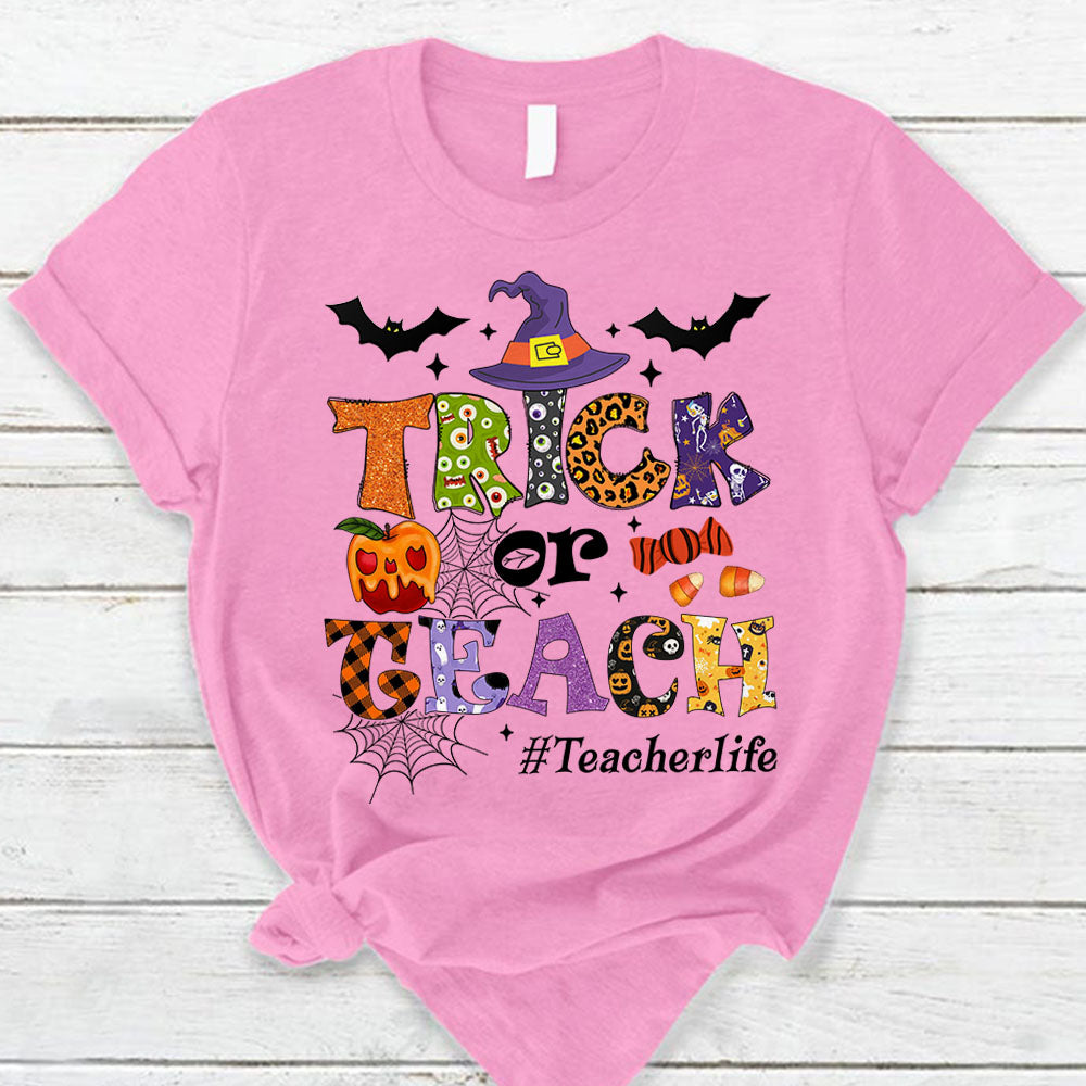 Personalized Trick Or Teach Halloween Shirt Halloween Shirts for Teachers K1702 Trna