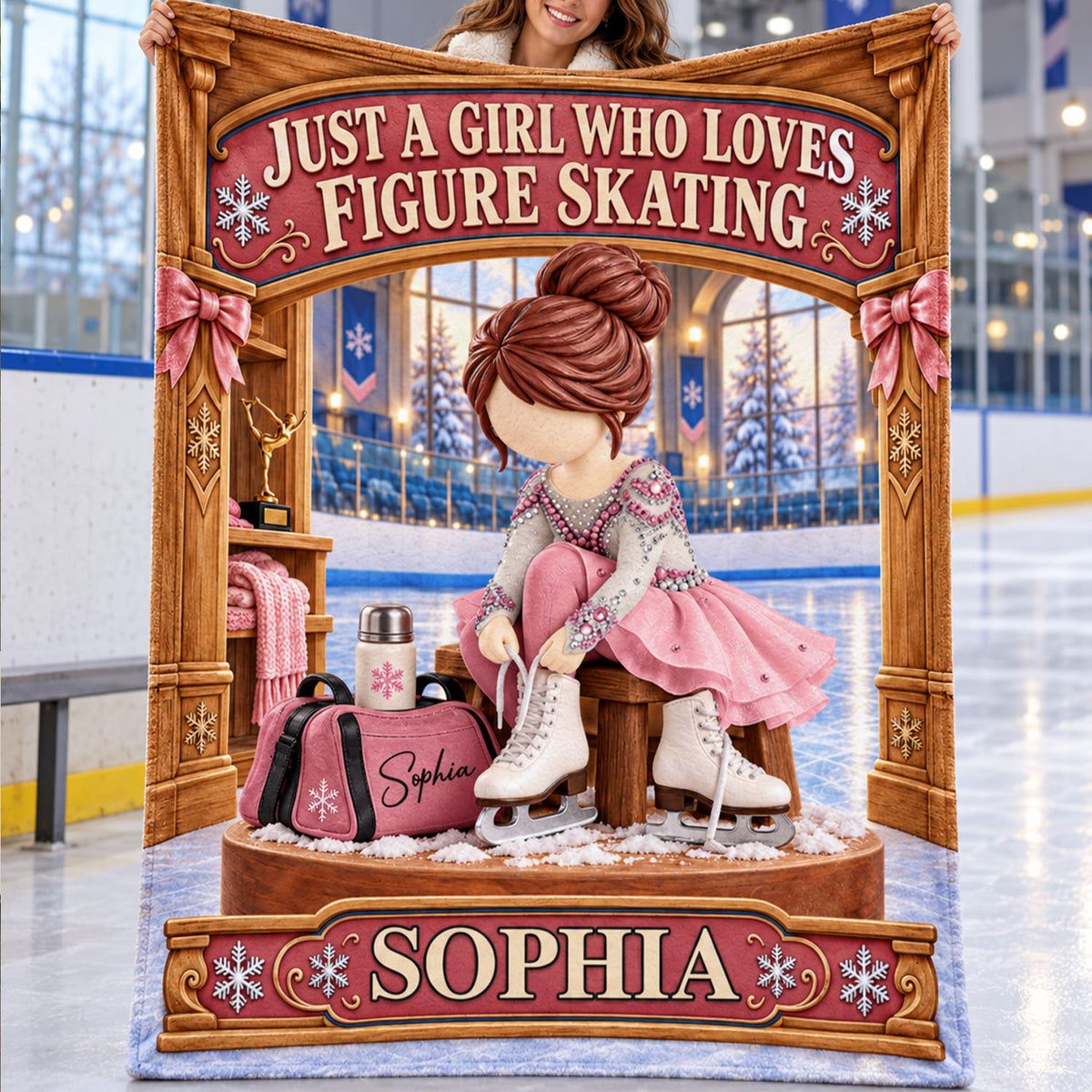 Just A Girl Who Loves Figure Skating, Personalized Figure Skating Blanket, Custom Player Name Gift, Gift For Figure Skating Players Figure Skating Lover C2408 Nh00 DH09