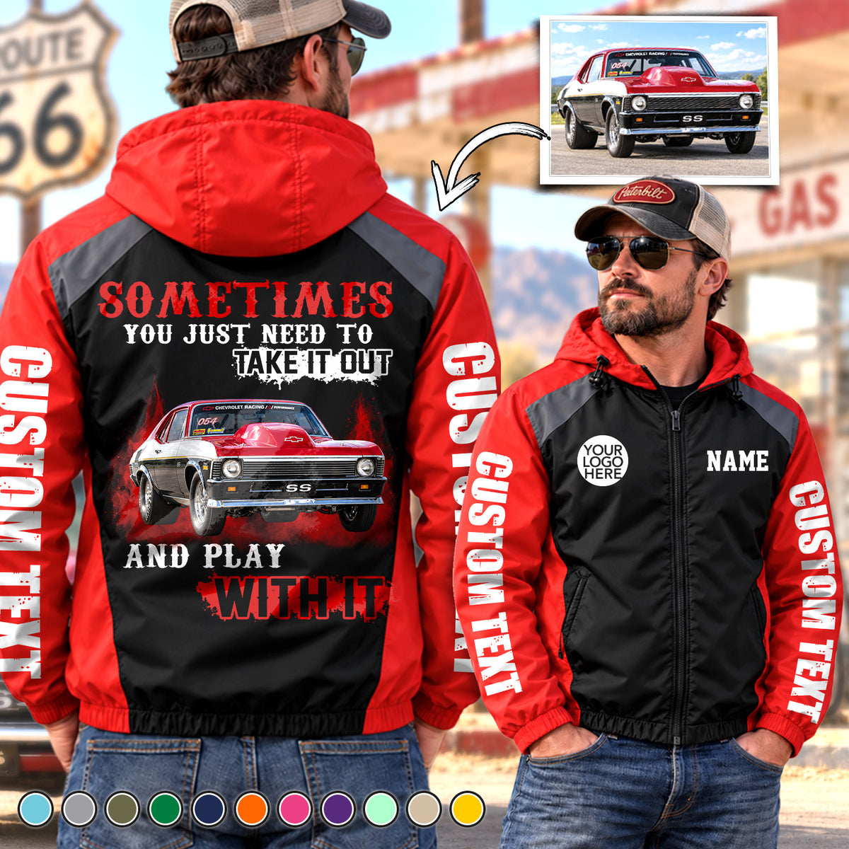 Take It Out & Play - Personalized Classic Car Photo Windbreaker Jacket - Gift For Car Lovers A2110 Hv01 NT01