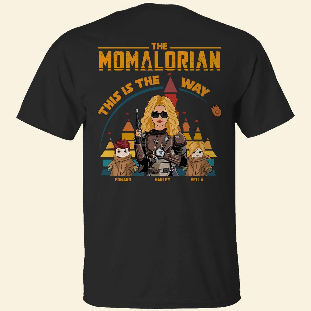 The Momalorian This Is The Way - Personalized Back Print Shirt For Mom Dad