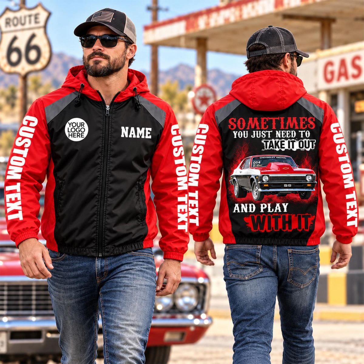Take It Out & Play - Personalized Classic Car Photo Windbreaker Jacket - Gift For Car Lovers A2110 Hv01 NT01