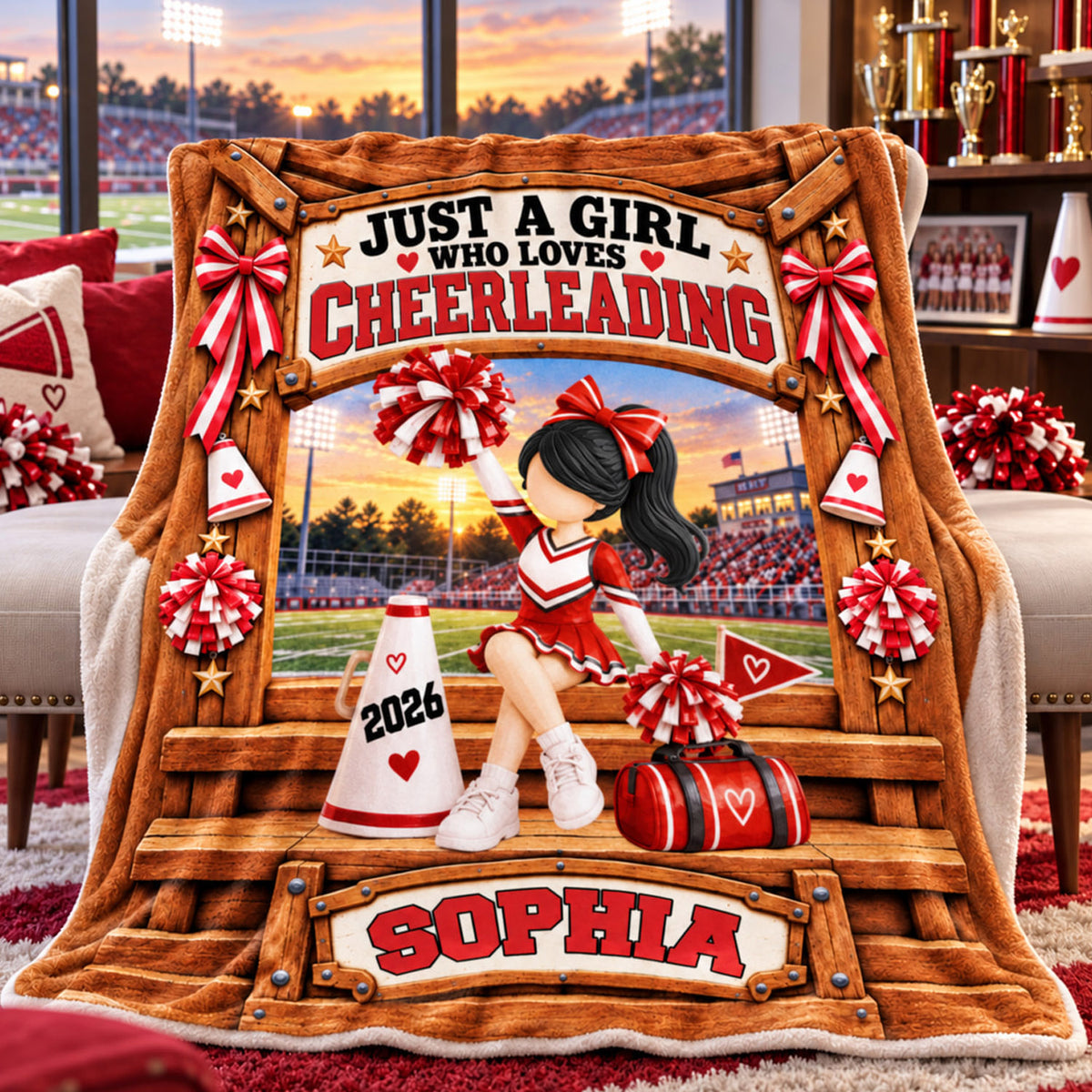 Personalized Cheerleading Team Blanket, Custom Name Cheer Gift For Girl L0411 Nh00 TL06