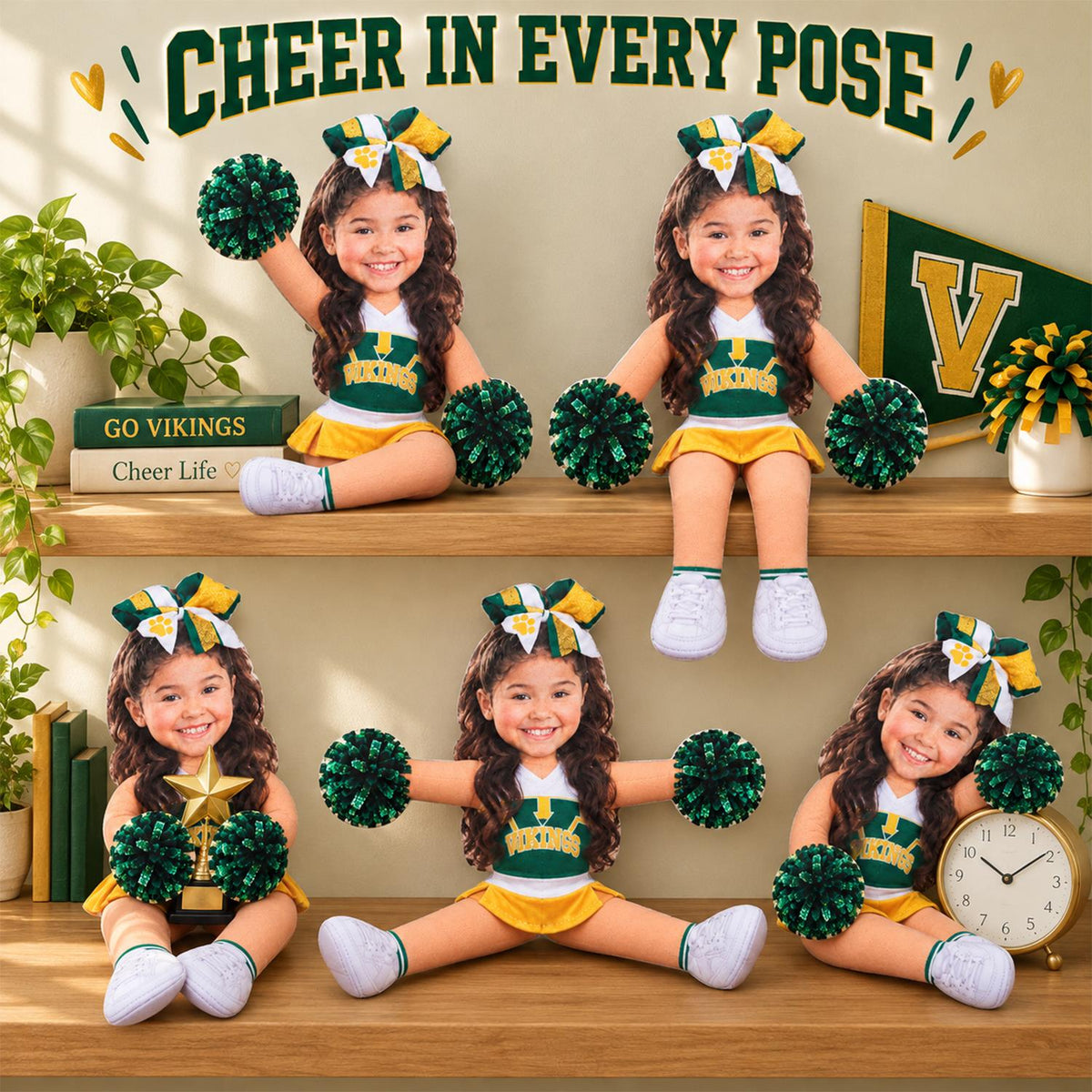 Custom Photo Cheerleading Squishy Toy Plush Doll, Cheerleader Gift, Cheer Competition L0411 Hv01 NT01