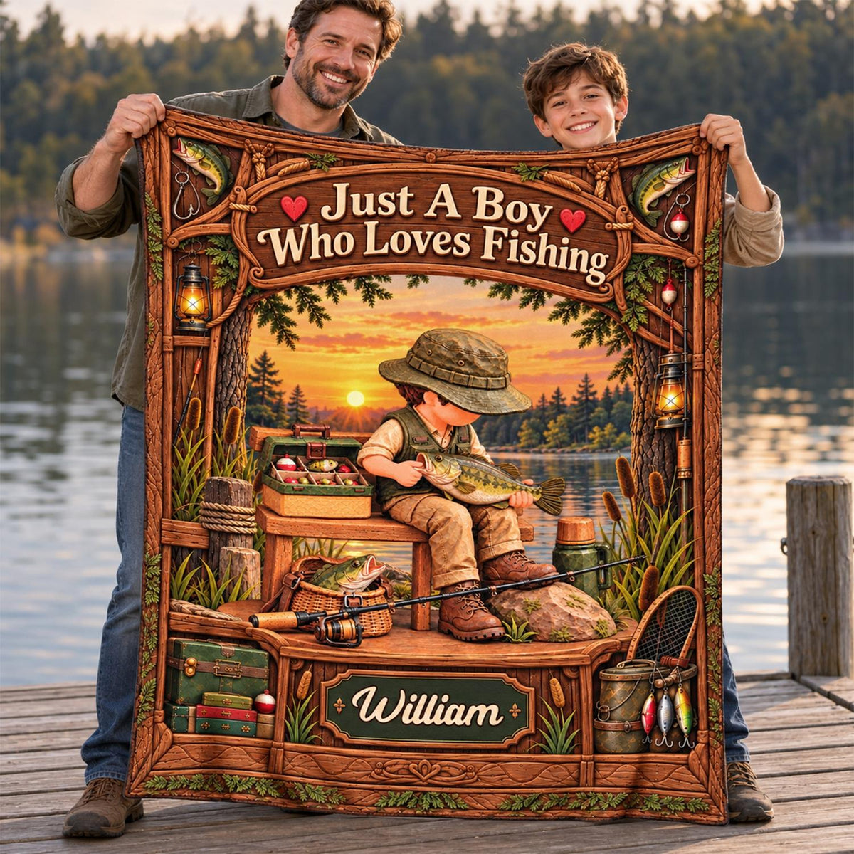 Just A Boy Who Loves Fishing - Personalized Fishing Blanket - Custom Name Gift - Gift For Fishing Lover A2110 Hv01 TL06