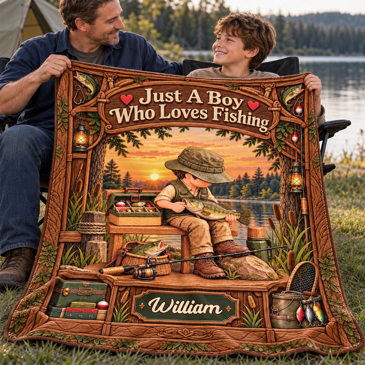 Just A Boy Who Loves Fishing - Personalized Fishing Blanket - Custom Name Gift - Gift For Fishing Lover A2110 Hv01 TL06