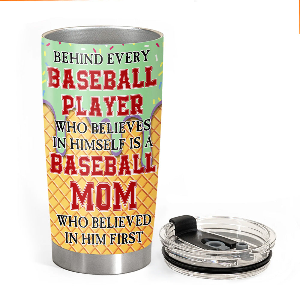 Personalized Ice Cream Drip Baseball Tumbler, Baseball Mom Behind Every Baseball Player, Gift For Baseball Lover A2110 Tu20