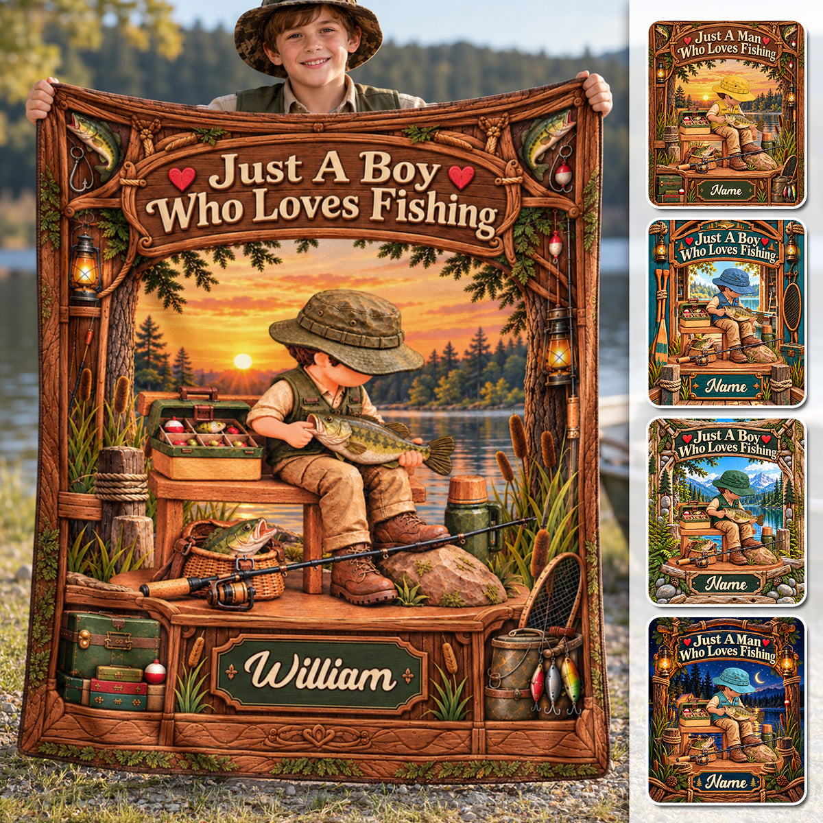Just A Boy Who Loves Fishing - Personalized Fishing Blanket - Custom Name Gift - Gift For Fishing Lover A2110 Hv01 TL06