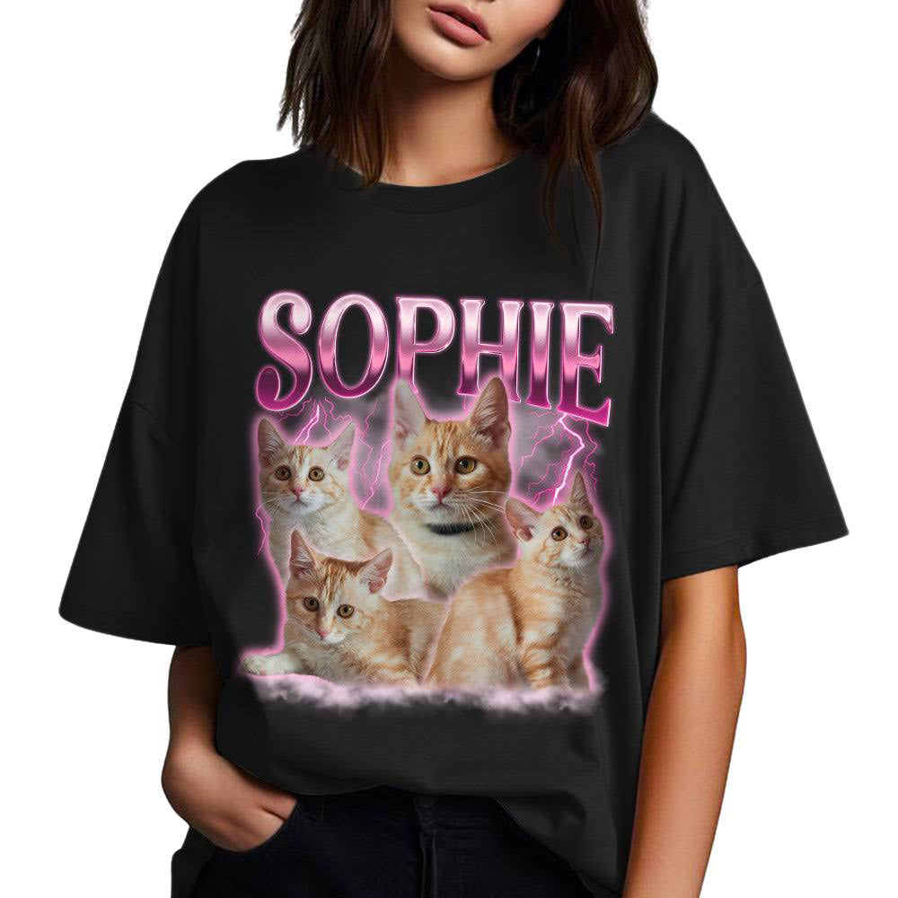 Live Preview Custom Your Pets Tee, Retro Vintage Portrait Bootleg Shirt