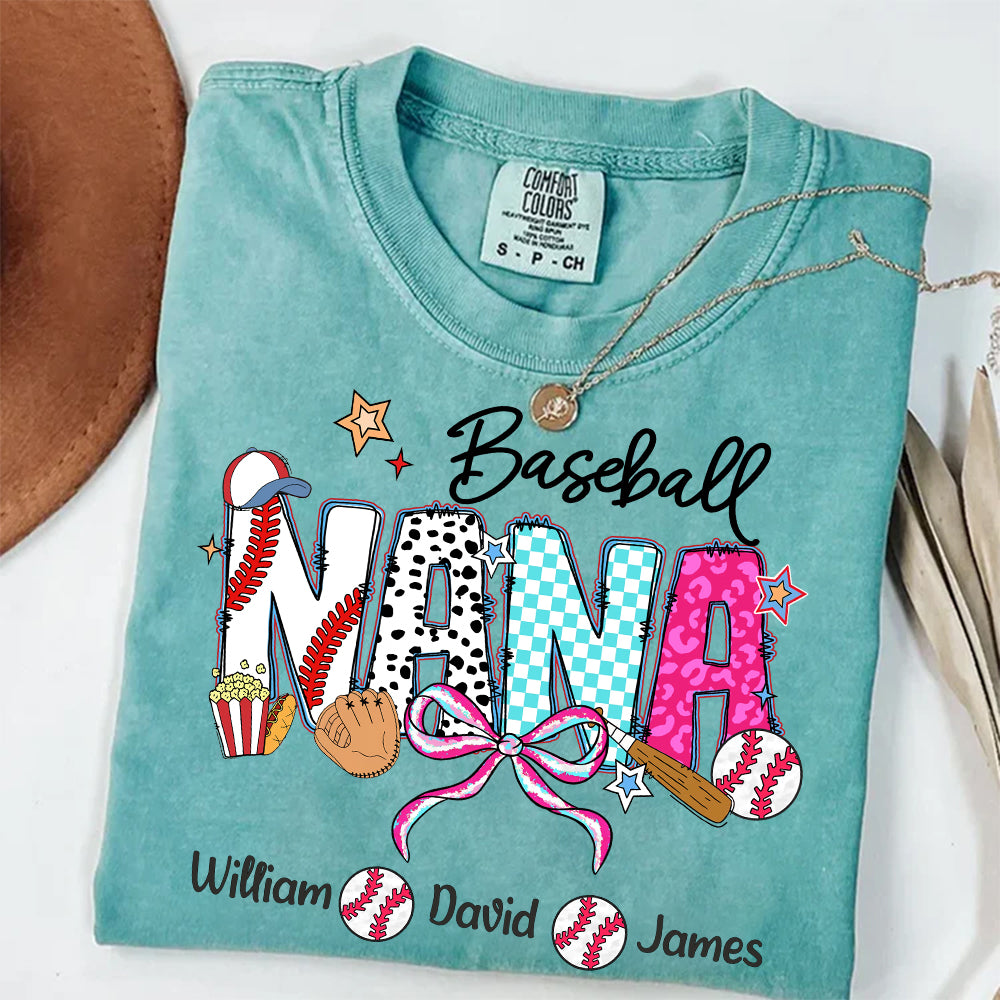 Baseball Grandma T-Shirt, Custom Grandma With Grandkids T1807