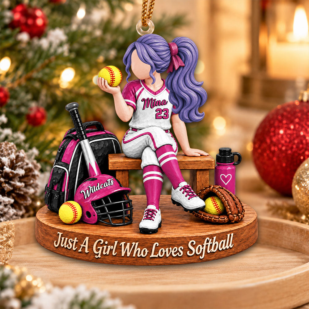 Just A Girl Who Loves Softball, Personalized Softball Ornament, Custom Player Name Gift, Gift For Softball Players Softball Lover MI209 Nh00