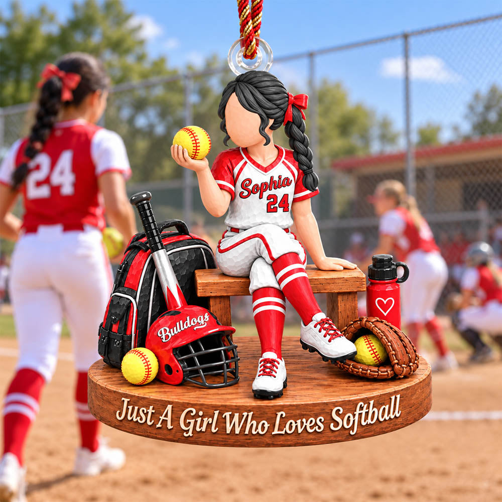 Just A Girl Who Loves Softball, Personalized Softball Ornament, Custom Player Name Gift, Gift For Softball Players Softball Lover MI209 Nh00