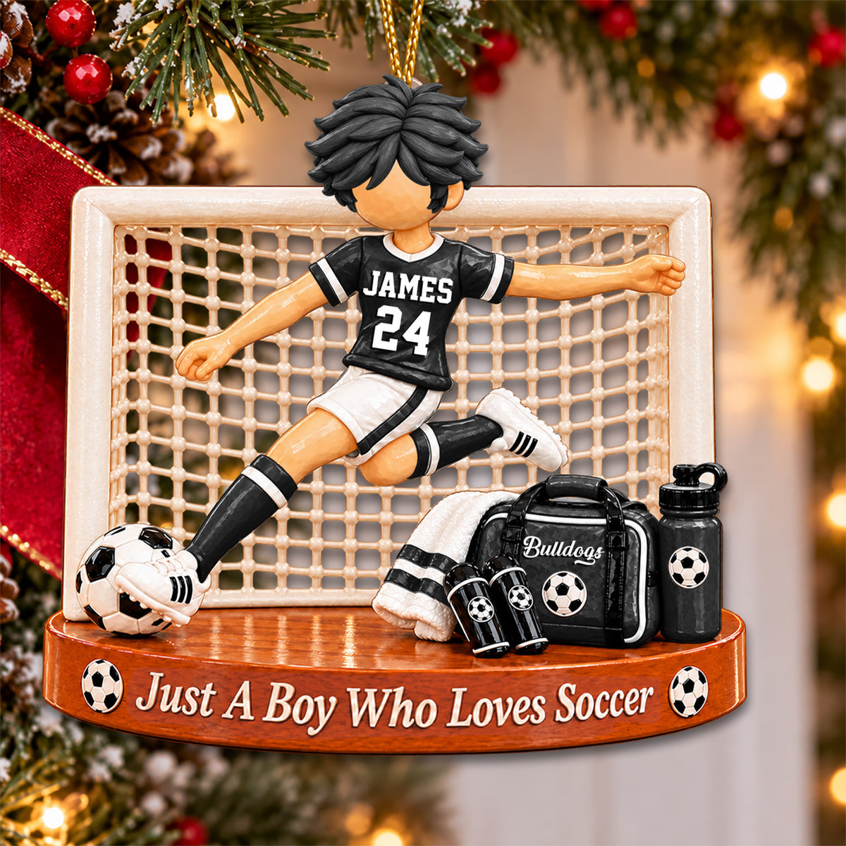 Just A Boy Who Loves Soccer, Personalized Soccer Ornament, Custom Player Name Gift, Gift For Soccer Players Na02 Nh00