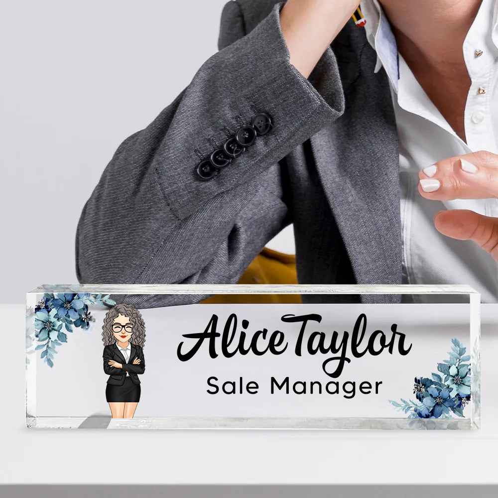 Personalized Acrylic Desk Name Plate, Office Desk Decor, Gift For Colleagues, Coworkers, Boss Hv01