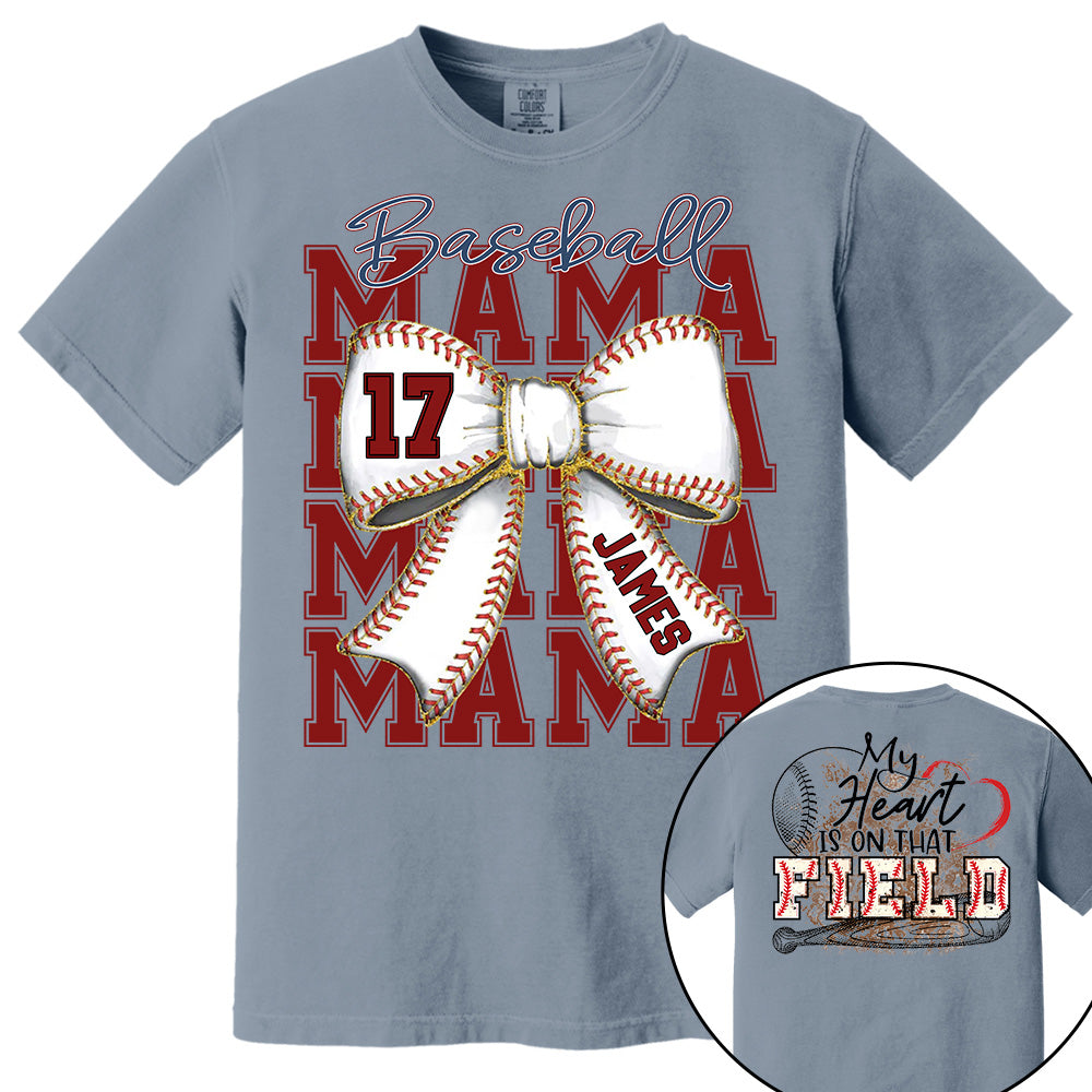My Heart Is On That Field, Personalized Baseball Mom Shirt, Gift For Baseball Lover A2110 Pt99