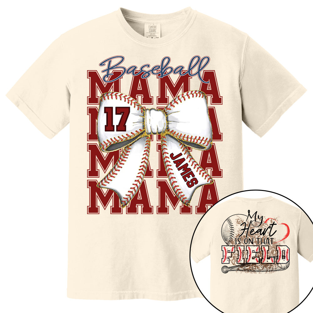 My Heart Is On That Field, Personalized Baseball Mom Shirt, Gift For Baseball Lover A2110 Pt99