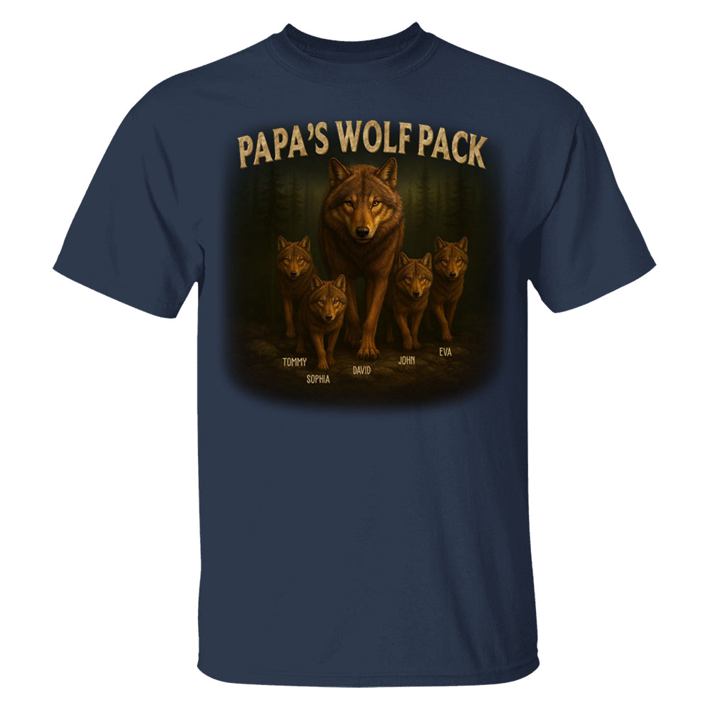 Papa’s Wolf Pack - Family Personalized Custom Unisex T-shirt, Premium T-shirt, Hoodie - Father's Day, Gift For Dad, Grandpa Pt99