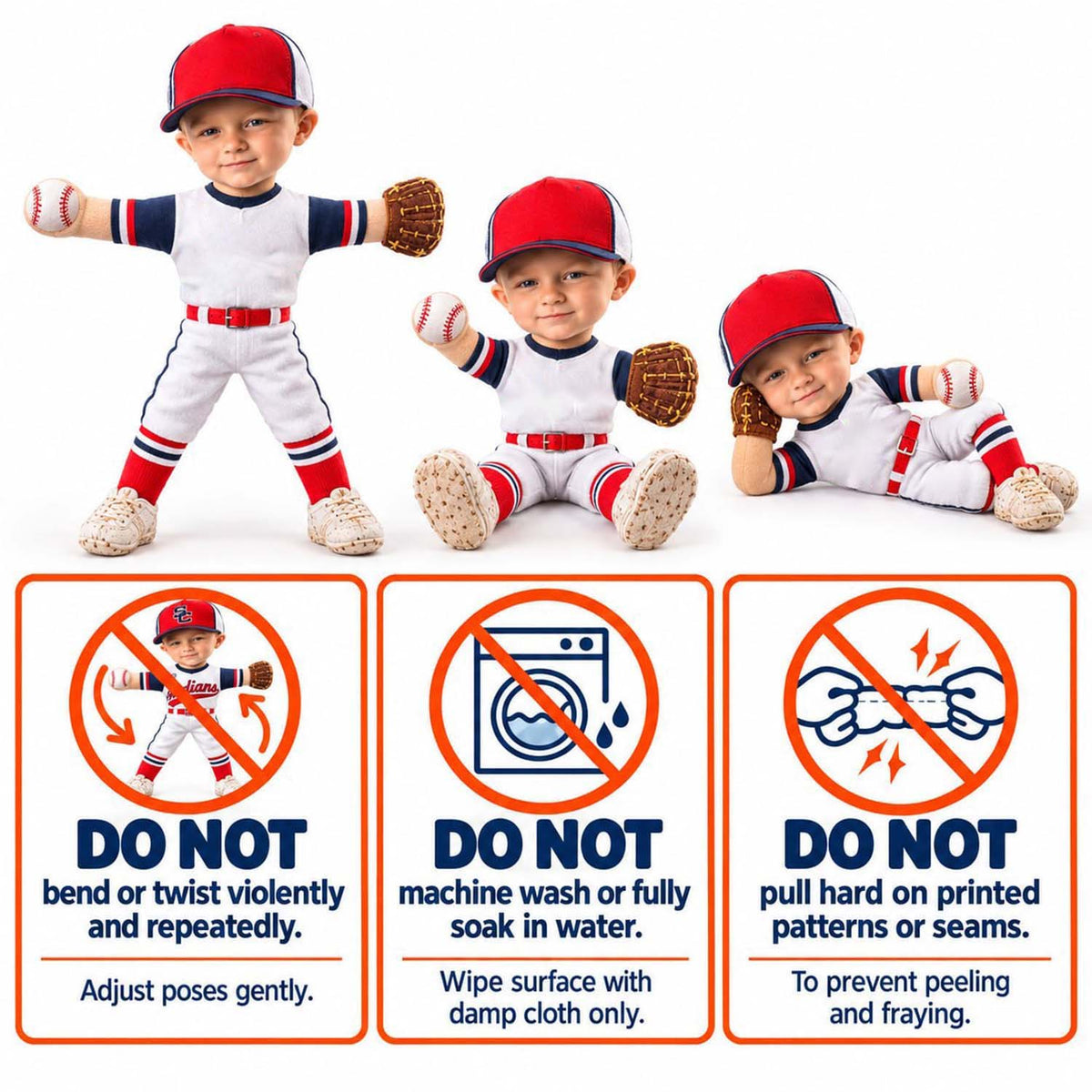 Personalized Baseball Squishy Toy Poseable Plush Doll, Funny Gift For Sport Lovers NA04 Pt99 NT01