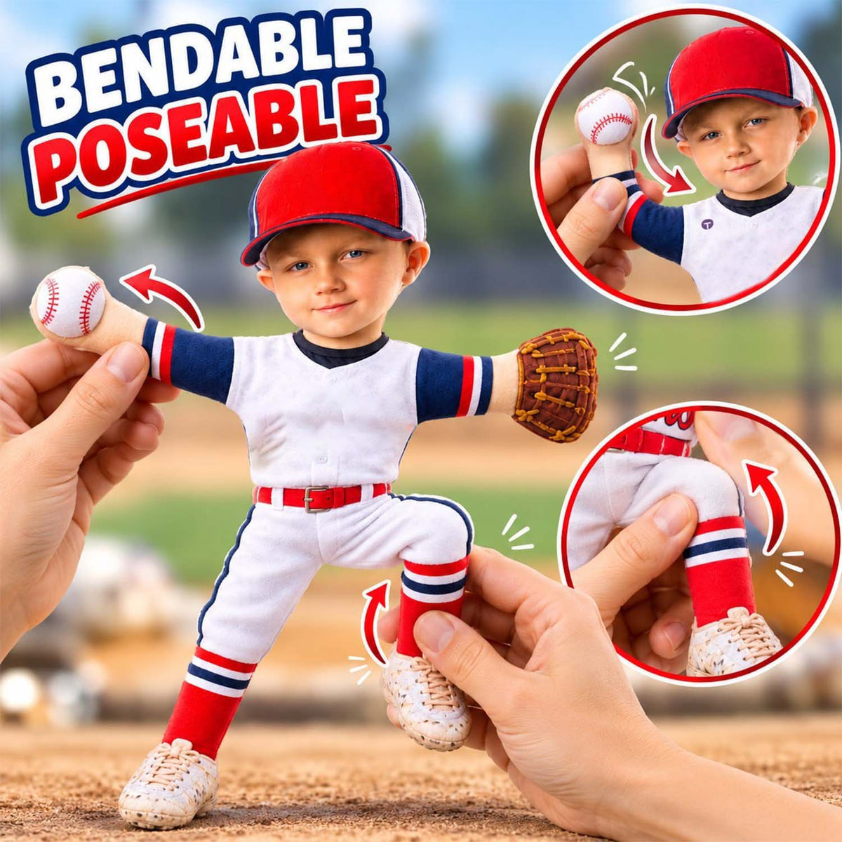 Personalized Baseball Squishy Toy Poseable Plush Doll, Funny Gift For Sport Lovers NA04 Pt99 NT01
