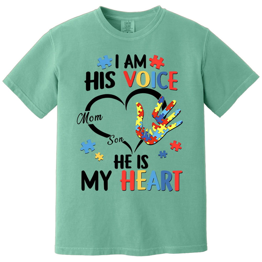 I Am His Voice He Is My Heart Autism Awareness - Personalized Shirts Hv01