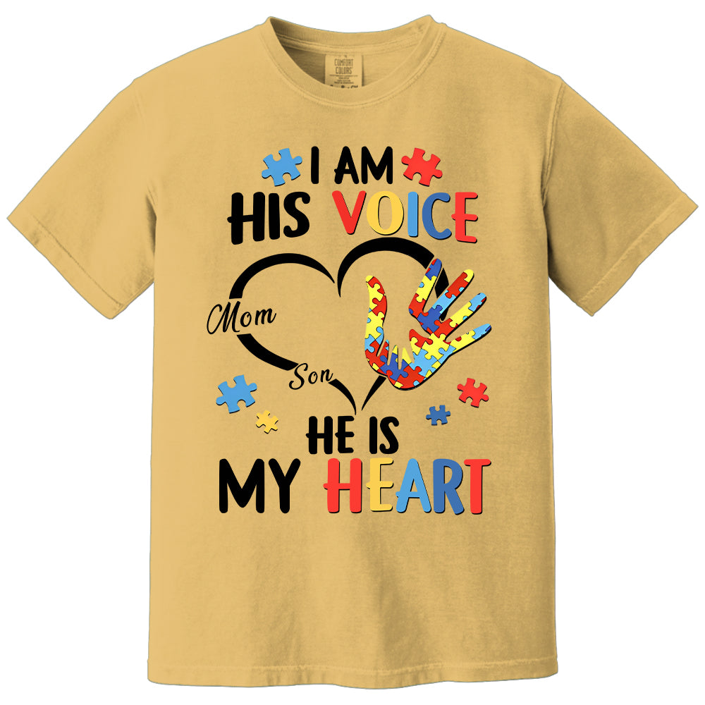 I Am His Voice He Is My Heart Autism Awareness - Personalized Shirts Hv01