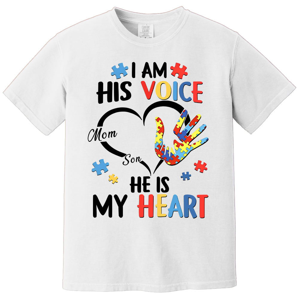 I Am His Voice He Is My Heart Autism Awareness - Personalized Shirts Hv01