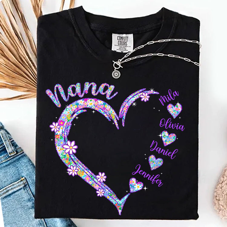 Grandma Heart - Personalized Nicknames Grandma Mimi Gigi Custom Kid Names NA04 - NV01