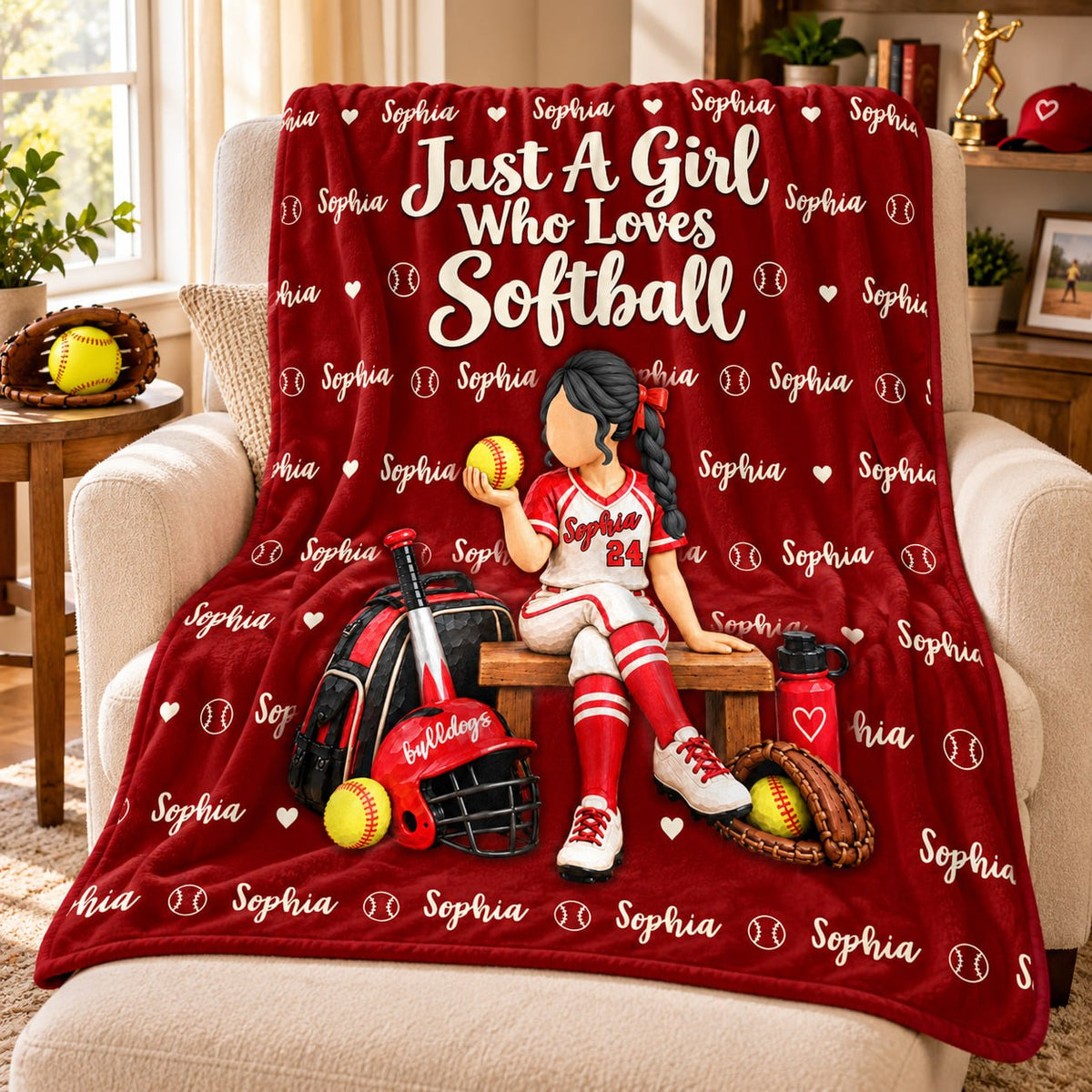 Just A Girl Who Loves Softball - Personalized Blanket For Softball Lovers NA04 VH01 VN09