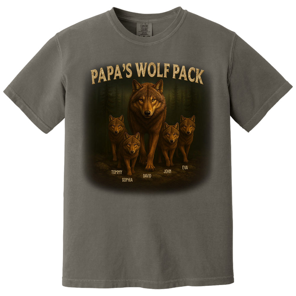 Papa’s Wolf Pack - Family Personalized Custom Unisex T-shirt, Premium T-shirt, Hoodie - Father's Day, Gift For Dad, Grandpa Pt99