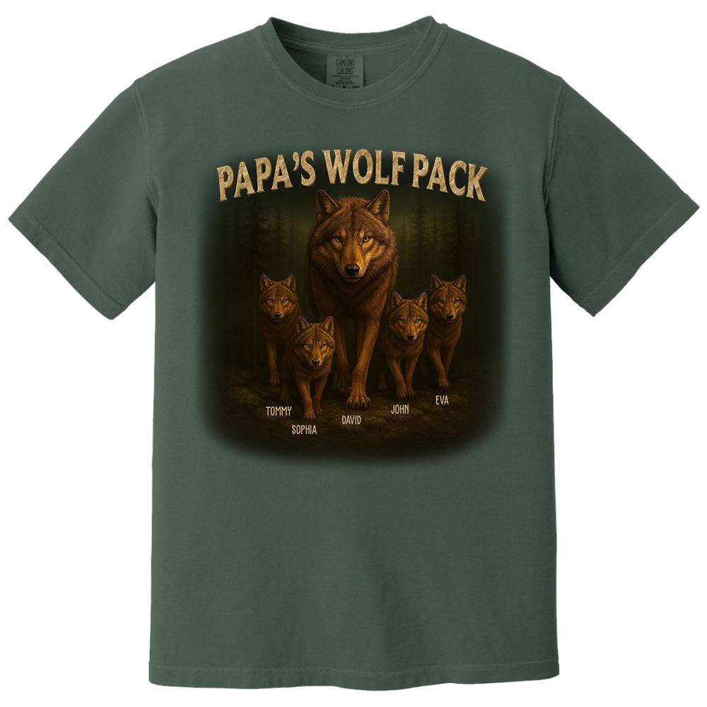 Papa’s Wolf Pack - Family Personalized Custom Unisex T-shirt, Premium T-shirt, Hoodie - Father's Day, Gift For Dad, Grandpa Pt99