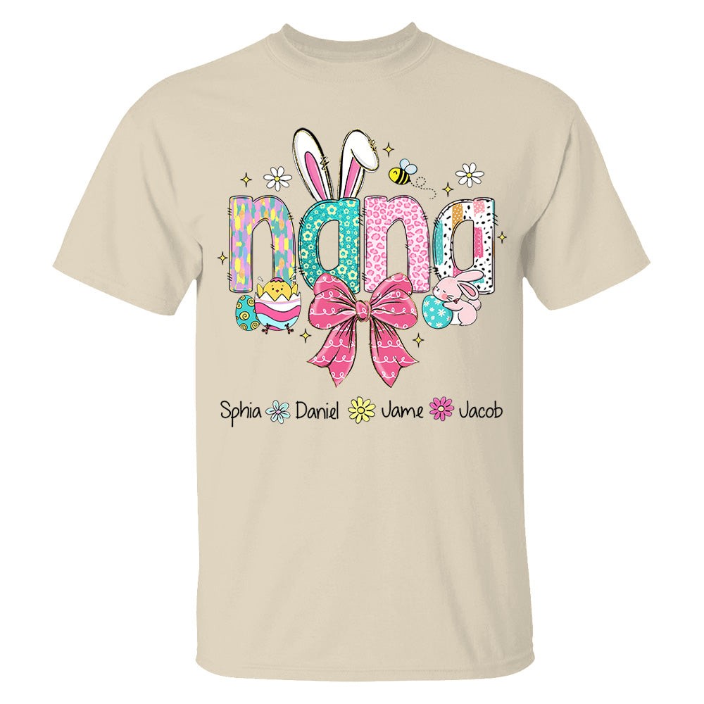 Personalized Easter Grandma Shirt, Custom Gift For Nickname and Kids Names T1807 NV01