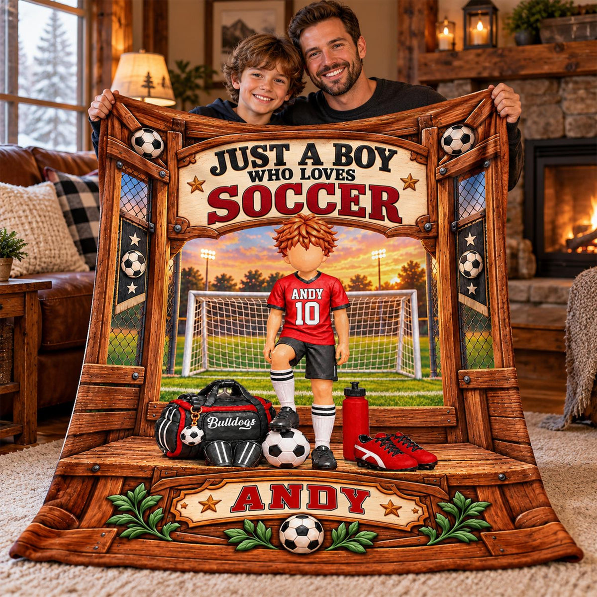 Just A Boy Who Loves Soccer, Personalized Soccer Blanket, Custom Player Name Gift, Gift For Soccer Players Soccer Lover MI209 Hv01 KL07