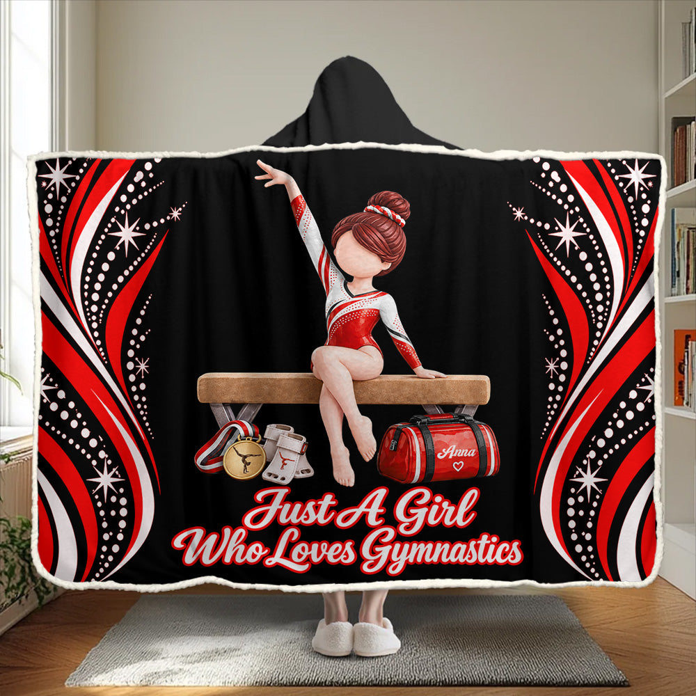 Just A Girl Who Loves Gymnastics, Personalized Gymnastics Wearable Blanket Hoodie For Gymnastics Lovers, Gymnast A2110 T24 VN09