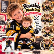 Personalized Ice Hockey Squishy Toy Poseable Plush Doll, Funny Gift For Sport Lovers NA04 Hv01 NT01