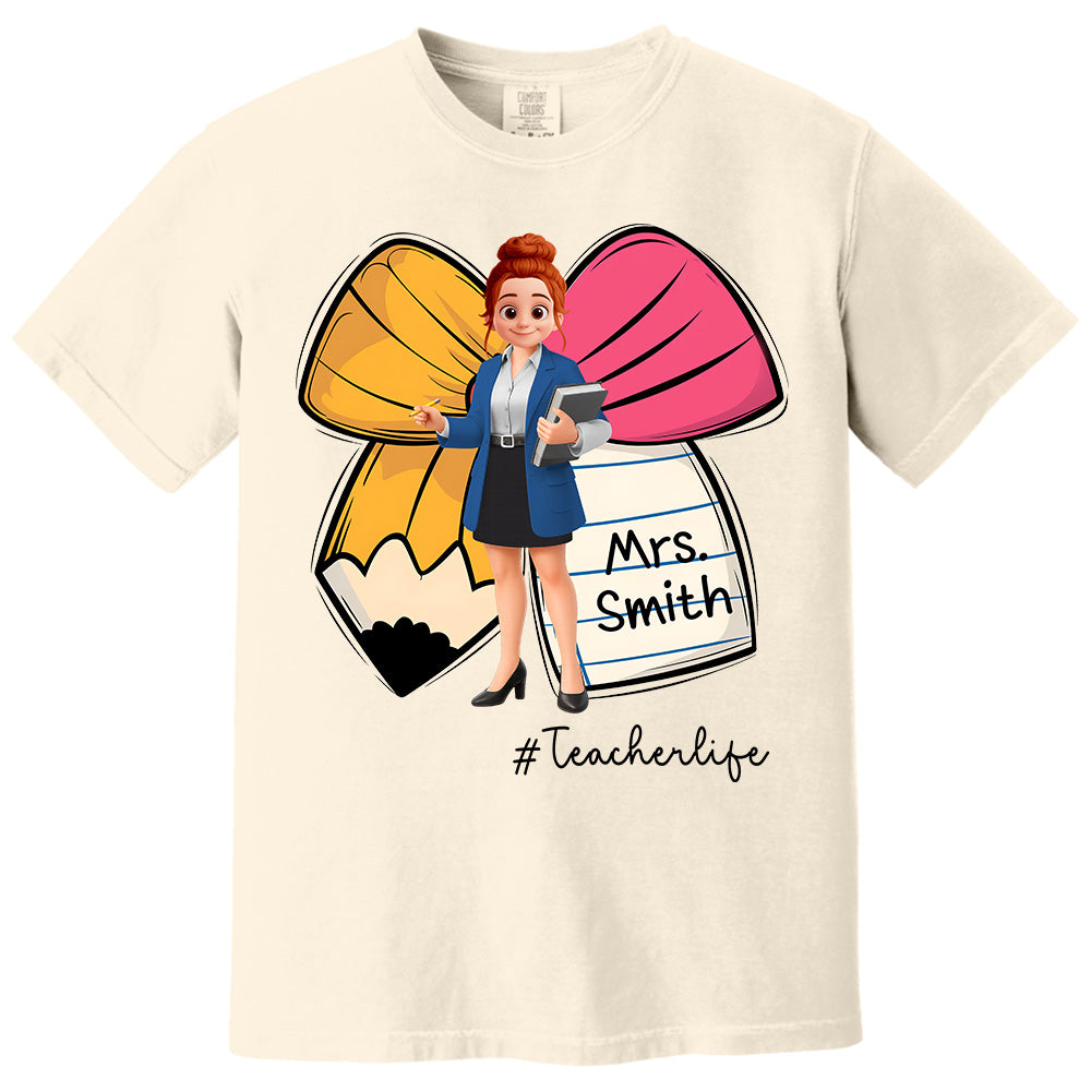 Pencil Coquette Bow Personalized Shirt, Appreciation Gift For Teacher T1807 Pt99