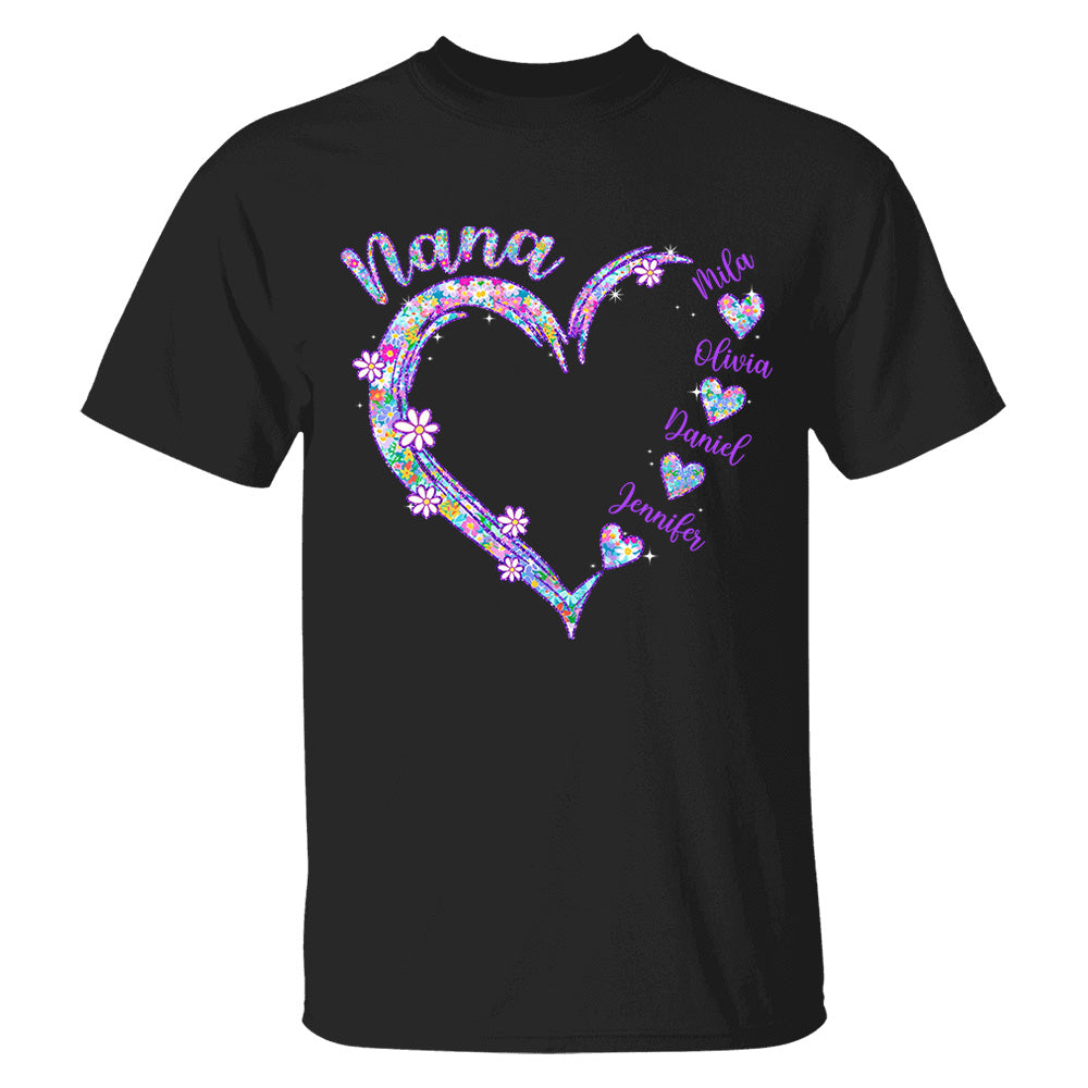 Grandma Heart - Personalized Nicknames Grandma Mimi Gigi Custom Kid Names NA04 - NV01