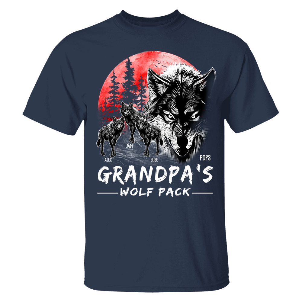 Grandpa Wolf Pack Personalized Shirt - Perfect Father's Day Gift for Dad Pa00