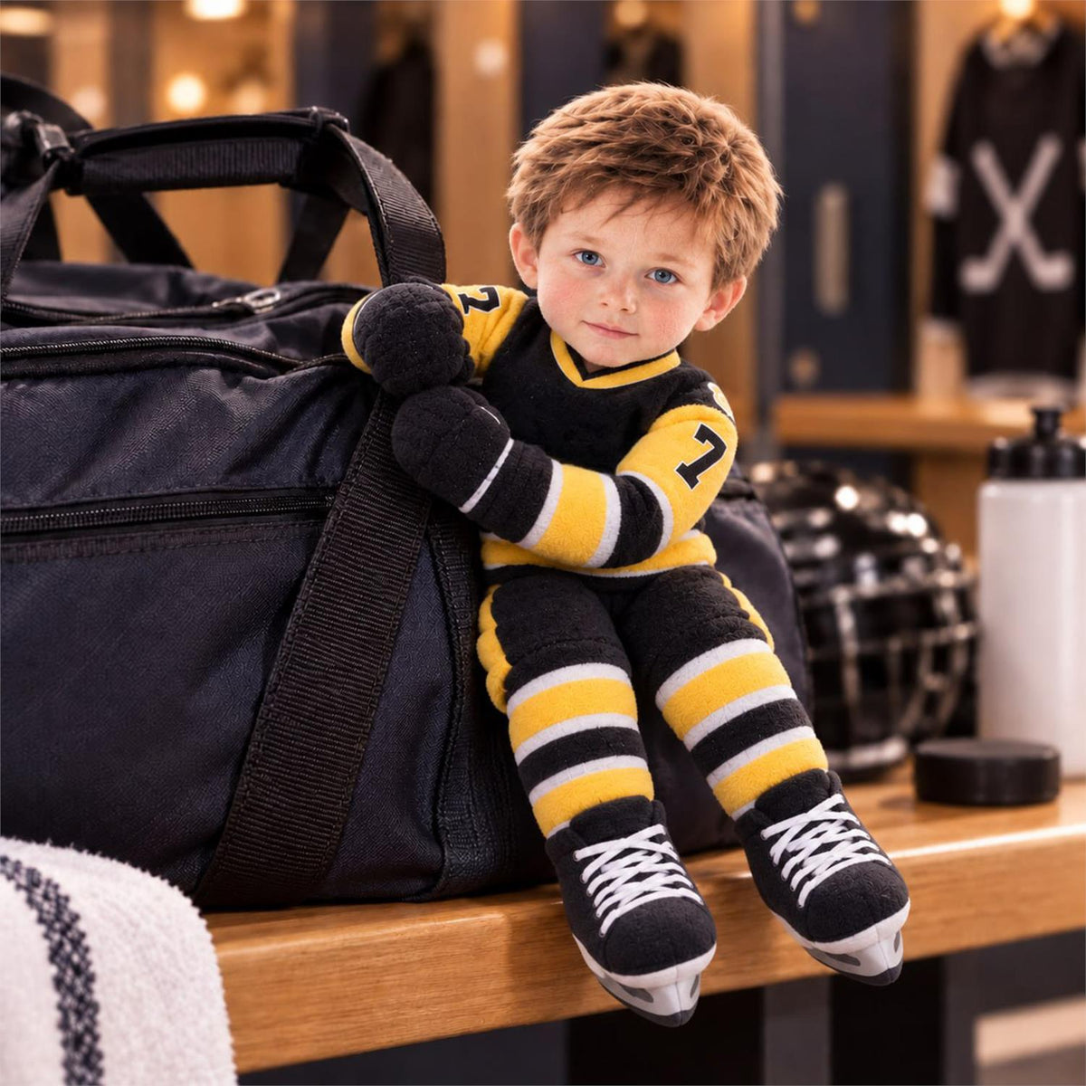 Personalized Ice Hockey Squishy Toy Poseable Plush Doll, Funny Gift For Sport Lovers NA04 Hv01 NT01