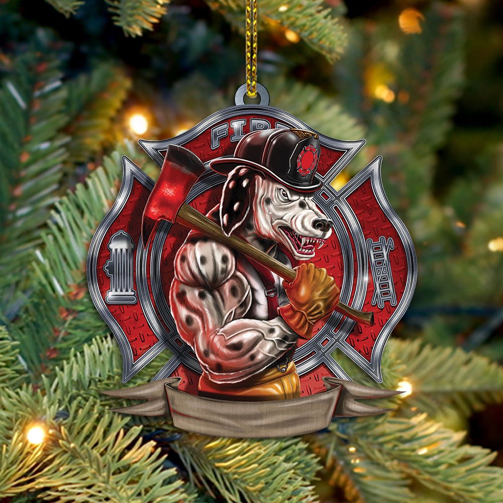 Firefighter Dalmatian Dog Personalized Acrylic Ornament, Made By Acrylic And The 2 Sides Are The Same