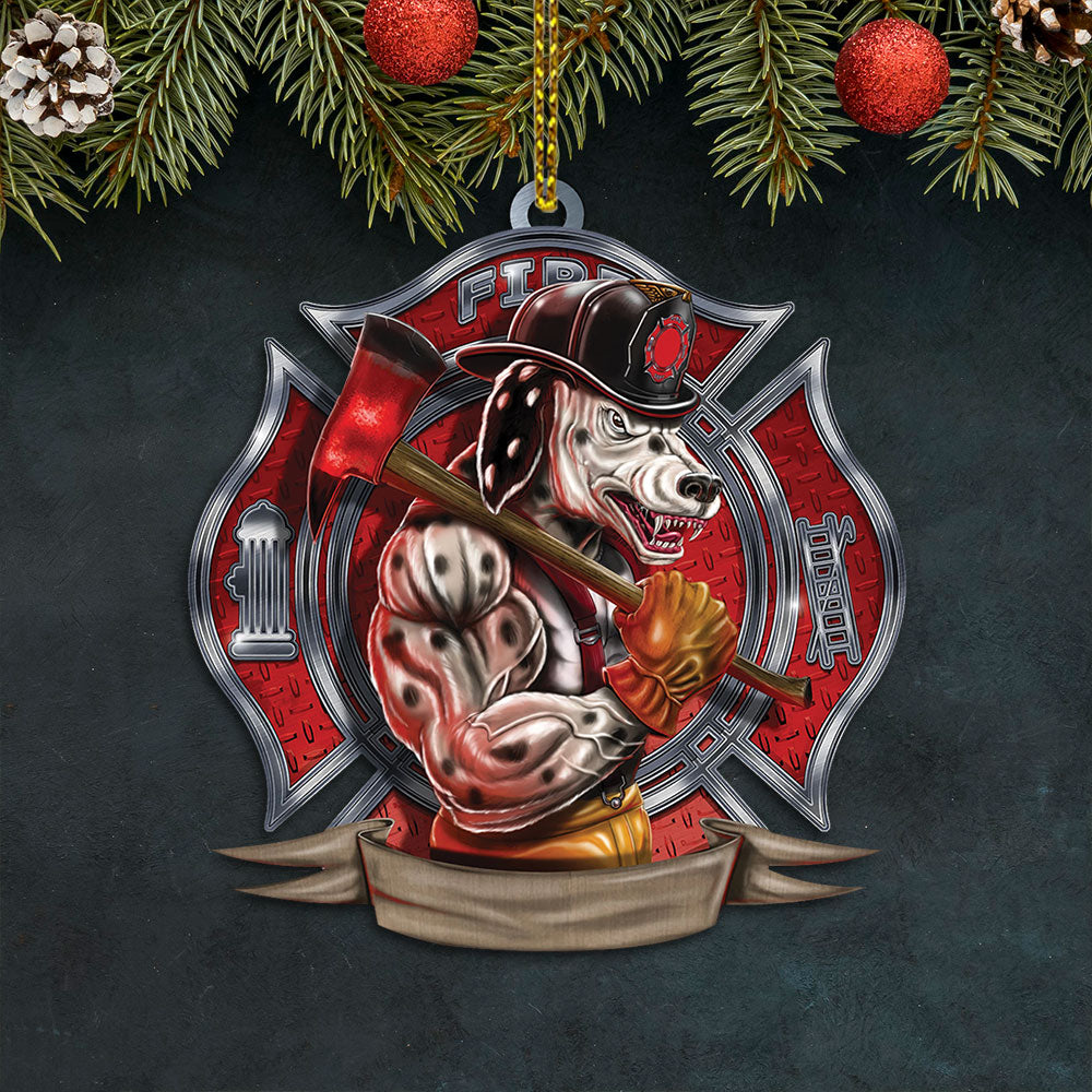 Firefighter Dalmatian Dog Personalized Acrylic Ornament, Made By Acrylic And The 2 Sides Are The Same