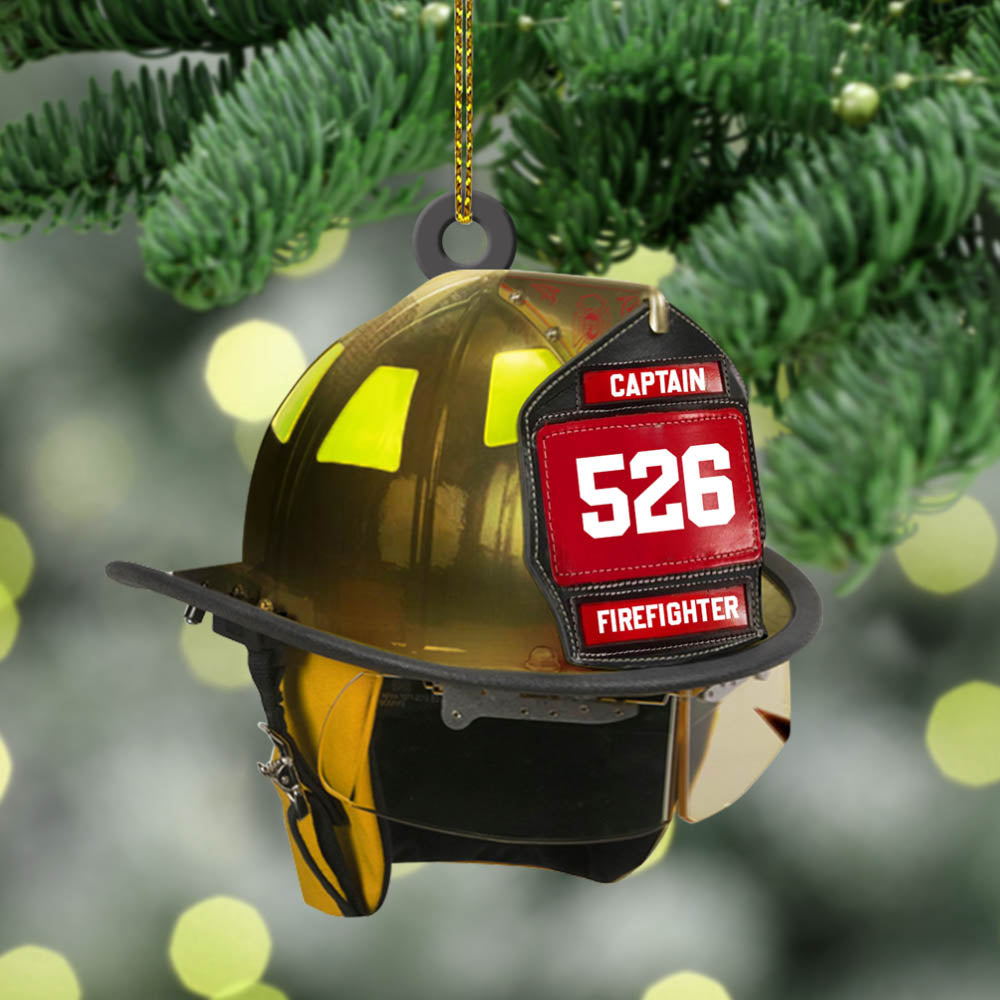 Firefighter's Helmet Personalized Acrylic Ornament, Made By Acrylic And The 2 Sides Are The Same